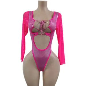 Uniforme de Camarera <span class=keywords><strong>VIP</strong></span> con Encaje Elástico Personalizado al por Mayor de Fábrica OEM, Atuendo de Club, Uniforme de Camarera Amarillo - Product Image 4