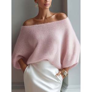 Suéter Transparente con Mangas de Murciélago Rosa, Top de Moda para Mujer - Product Image 2