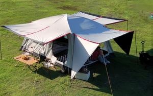 Tente arrière pour <span class=keywords><strong>camping</strong></span>-<span class=keywords><strong>car</strong></span>, entièrement occultante, revêtement noir titane, imperméable, tente extérieure double couche 2 chambres 3 halls - Product Image 3