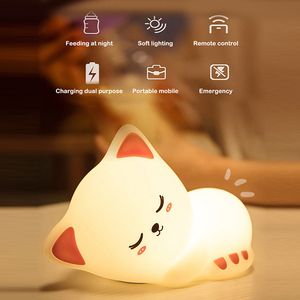 Christmas <b>Lights</b> Indoor Touch LED Cat Night <b>Light</b> <b>Remote</b> <b>Control</b> for Kid Children USB Rechargeable Silicone Child Cat Lamp - Product Image 4