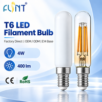 Ampoule LED tubulaire à filament T6 T20 4W 400LM de haute qualité, culot E14, 220VAC, corps en verre, sans scintillement, ampoules LED à filament CE RoHS