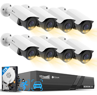 8-Kanal-NVR-CCTV-Kamerasystem, 8x 5MP IP-Bullet-PoE-Kamera IP67 mit Personen- und Fahrzeugerkennung, 2-Wege-Audio, Vollfarb-Nachtsicht