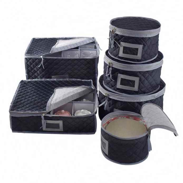 Dinner Plate Storage Case 12" Quilted Container Padded Protection to Store and Transport Dinner Storage Box
