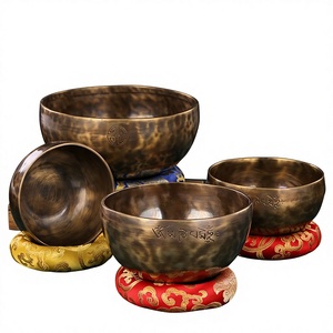 Bol chantant d'oculture tibétaine en cuivre brut, <span class=keywords><strong>instrument</strong></span> <span class=keywords><strong>de</strong></span> sonothérapie pour <span class=keywords><strong>la</strong></span> méditation et <span class=keywords><strong>la</strong></span> relaxation, avec marteau - Product Image 1