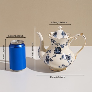 ชุดกาแฟสไตล์วินเทจสุดฮิต ลายดอกไม้สไตล์อังกฤษและบราซิล พร้อมกาน้ำเซรามิกสไตล์ยุโรป - Product Image 3