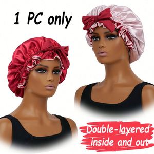Double Layer Reversible Cap Bonnet Sleeping Satin <b>Silk</b> Tie Band Adjustable Straps <b>Head</b> <b>Wrap</b> for Curly Hair Gift - Product Image 3