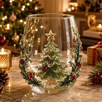 Mug en verre à motif Père Noël avec bord doré, design moderne et minimaliste, portable, décoration d'intérieur et cadeau de fête