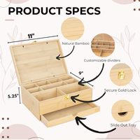 Boîte à souvenirs pour bébé avec 5 objets commémoratifs supplémentaires, boîte à souvenirs en bambou pour bébés filles et garçons