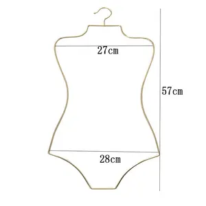 Gantungan baju renang anak, model baru gantungan Bikini logam emas bentuk badan untuk Display