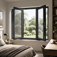 Fenêtre à battant en aluminium architectural avec double vitrage trempé et verrouillage multipoints pour maisons personnalisées