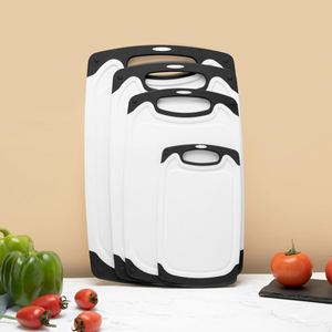 Planche à découper rectangulaire en paille de blé couleur naturelle, durable et éco-responsable, épaisseur 1,5 cm, en plastique PP, grande taille, pour ustensiles de cuisine, complète - Product Image 1