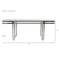 Table basse en acier inoxydable avec plateau en verre 120x60x45cm finition argentée