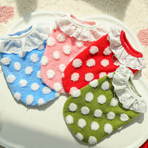 Polka Dot Lace Vest For Cats And <b>Dogs</b> Winter Pet Clothes With Pom Poms And Ruffle <b>Collar</b> Small Medium <b>Large</b> Size - Product Image 3