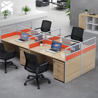 Bureau de travail moderne en forme de I avec tiroirs, bureau pour 6 personnes, table de bureau, mobilier de bureau, poste de travail