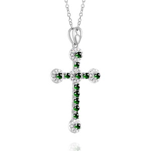 प्राकृतिक जैडे जेड पेलेंट ग्रीन क्रॉस-925 सिल्वर यूनिसेक्स महिलाओं के गहने फैशन धर्म मूल डिजाइन d629 - Product Image 2