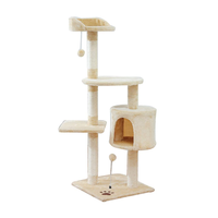 Cadre d'escalade intégré pour lit de chat avec plate-forme de saut en sisal et support d'arbre à chat jouet