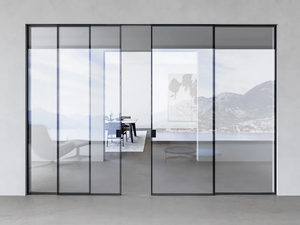 La porta scorrevole in stile fienile con porta in vetro a pannello singolo può essere una porta da fienile elettrica lateralmente con chiusura ammortizzata incorporata - Product Image 6