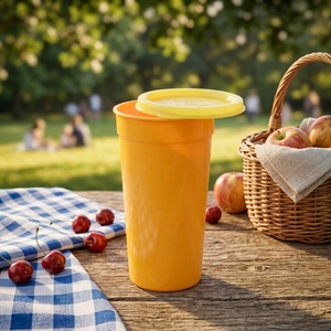 Disposable PP <b>Plastic</b> <b>Cup</b> with Lid Reusable Food Grade Beverage Container for Juice, Milk Tea, Smoothies and Cold Drinks - Product Image 1