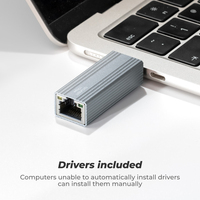 Carte réseau USB 3.2 Gen1 Type-C mâle vers RJ45 2.5G 2500 Mbps, coque en aluminium avec logo laser, stock neutre pour revendeurs en gros