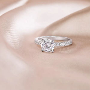 Anillos de compromiso 925 plata esterlina redonda 1.2ct 14K oro para mujeres blanco no se decolora piedra de nacimiento joyería banda de boda - Product Image 4