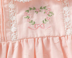 Tutina a Maniche Lunghe per <span class=keywords><strong>Neonata</strong></span> con Colletto Peter Pan in Pizzo e Ricamo Floreale, Body in Cotone per Neonati, Outfit da Principessa - Product Image 5