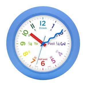 Reloj de pared personalizado para niños, cronógrafo de plástico de aprendizaje colorido, moderno y Circular de 8 pulgadas, ideal para enseñanza y estudio