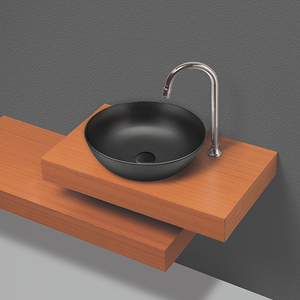 Lavabo da Appoggio in Porcellana Nera Opaca per Sala da Pranzo, Hotel, Sanitari, Cucina, Casa, Villa - Product Image 2