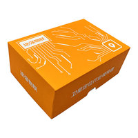Boîte cadeau en pulpe de papier recyclable, biodégradable, sur mesure, design gratuit, orange, Heaven And Earth, pour produits électroniques