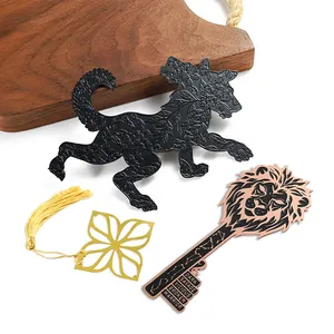 סיטונאי סגסוגת אבץ סימנייה מתכת גדילי זהב נחושת בציפוי שחור סימניות ספר סימניות 3D אמייל לוגו בעלי חיים סימניות