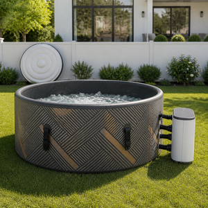 Piscina Hidromasaje Inflable Ovalada para 5-7 Personas, Portátil, con Burbujas de Aire y Luces <span class=keywords><strong>LED</strong></span> para Relajación en el Patio Trasero - Product Image 3