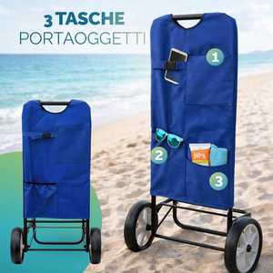 Folding Beach Lounger <b>Trolley</b> 62x49x104 Cm Oxford Fabric Tubular Structure Camping Cart - Product Image 3