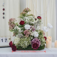 Bunga Hydrangea Buatan Warna Hijau dan Rustic Unik, Bola Bunga 50cm, Buket Bunga Buatan, Desain Bunga Mawar Ranunculus, Bola Bunga