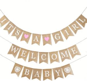 Juego de 3 Pancartas Decorativas de Yute para Baby Shower, Decoración Festiva, Guirnalda Colgante - Product Image 5