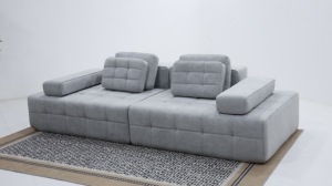 Sofá Cama Tapizado en Pelo de Conejo de Lujo, Sofá de Ocio Moderno y Cómodo con Cojín de Esponja - Product Image 5