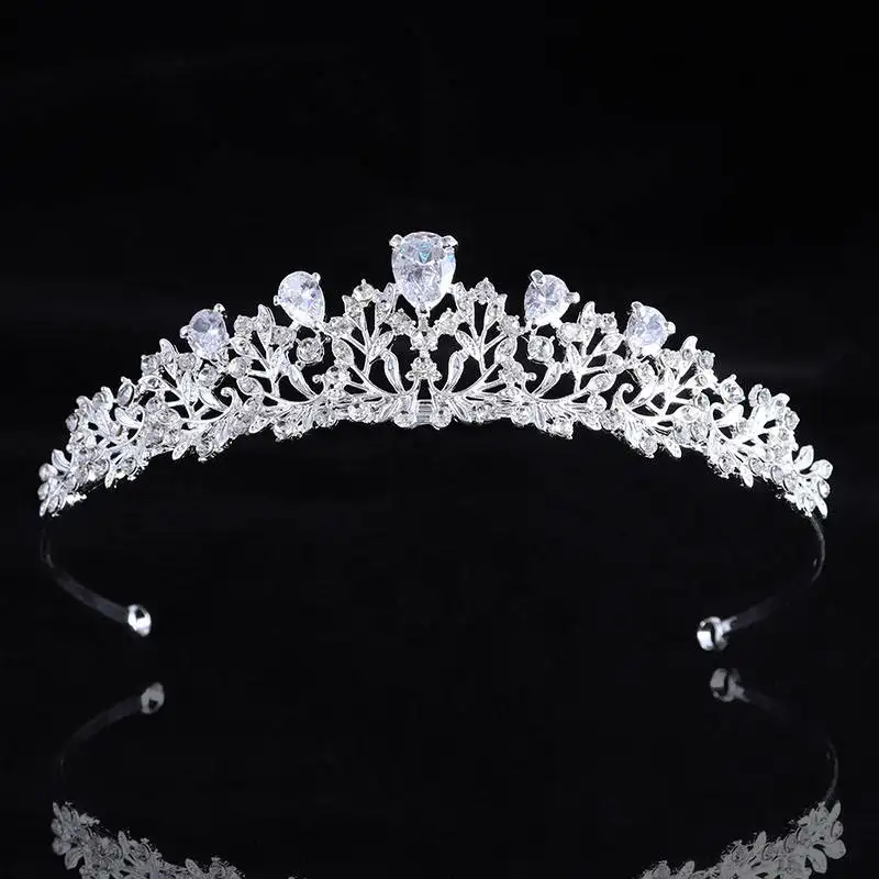 Korea Luxe Prinses Kroon Voor Koninginnen Elegantie Kristal Diamant Bruid Accessoires Legering Handgemaakte Diademen Schoonheidswedstrijd Kroon