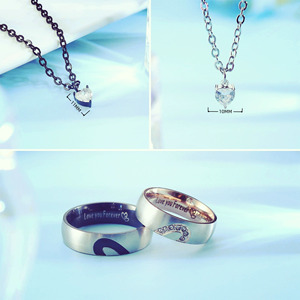 Collares de Proyección para Parejas, Anillos de Promesa a Juego para Mujer y Hombre, Collar de Acero Inoxidable, Regalo para el Día de San Valentín - Product Image 4