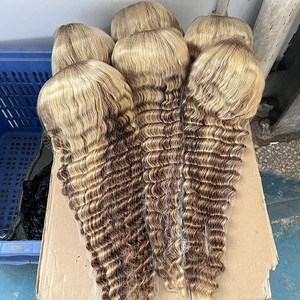 Foxen 613/30 Ombre Highlight Deep Wave Human Hair <strong>Wigs</strong> 13x4 13x6 Blond Highlights <strong>Lace</strong> <strong>Front</strong> <strong>Wigs</strong> Swiss Hd <strong>Lace</strong> Frontal <strong>Wig</strong> - Product Image 3