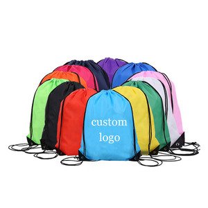 Custom Logo 210D Nylon Polyester Waterproof Gym Drawstring Backpack Eco-Friendly Reusable Folding Sport Bag