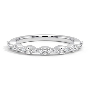 Anillo de diamantes cultivados en laboratorio SGARIT, corte marquesa, banda de media eternidad, oro de 18 quilates, certificado IGI, 0.4 quilates, para compromiso. - Product Image 4