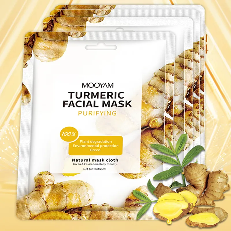 MOOYAM 24 Hour Hydration Turmeric Biodegradable Sheet Mask with Calming Turmeric for Long Lasting Hydration
