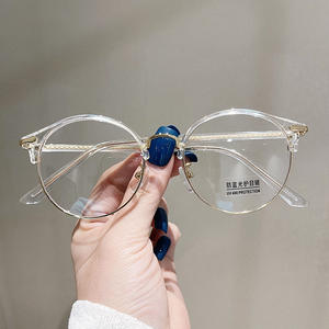 Nouvelles lunettes anti-lumière bleue TR90 demi-cerclées, monture ronde en métal, unisexe, verres PC, protection UV S1 22015 - Product Image 4
