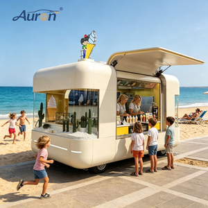 รถขายอาหารเคลื่อนที่ Auron Classic Style 4 ล้อ ตัวถังสแตนเลส ช่องเก็บของแบบมีฉนวน ประตูแบบปีกนกสำหรับใช้งานกลางแจ้ง - Product Image 1