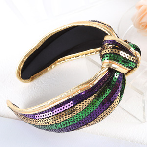 Serre-tête à paillettes ZhenXi pour femme, accessoire de fête réversible vert, or et violet pour le carnaval, Pâques et le festival irlandais - Product Image 4