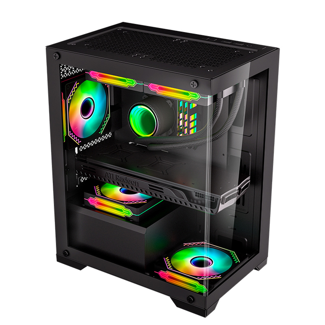 Lovingcool Factory Direct Sale LED RGB Gaming PC Hardware MATX ITX Computer Gamer Case Cheap CPU Cabinet PC Computer Gaming Case