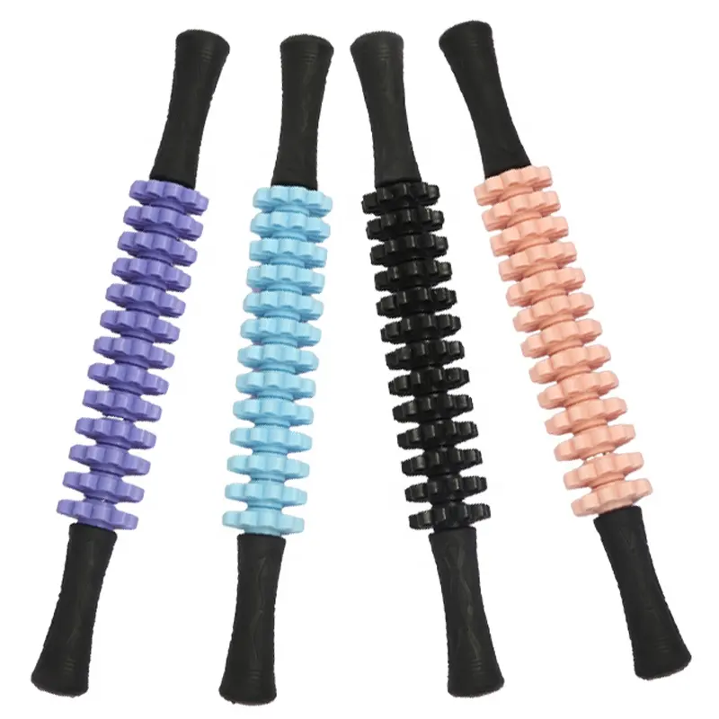 SANFAN New Arrival Muscle Relax Pressure Point Massage Stick Tool Full Body Handled Rose Massage Roller Yoga Accessory