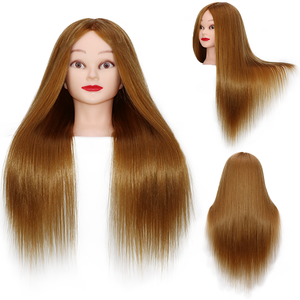 Tête de mannequin en cheveux humains, 80% de vrais cheveux, tête de mannequin de cosmétologie pour le tressage, le coiffage, la coupe, tête de poupée de 8 à 28 pouces avec outils de fixation - Product Image 2