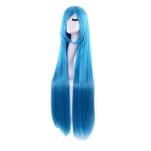 Parrucche per capelli sintetiche Cosplay lunghe lisce diritte blu 100Cm moderne - Product Image 1
