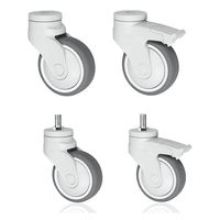 Roue pivotante médicale en TPR+PP de 100 mm avec trou de boulon, frein total, capacité de charge de 75 kg, pour hôpital, fabrication chinoise