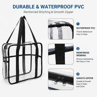 Sac de toilette transparent en PVC imperméable avec fermeture éclair, sac de bain transparent, sac de sport portable et durable pour femmes, idéal pour la natation et la douche