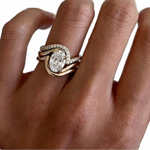 Minimal Oval Triple Stack Trendy Wedding <b>Rings</b> Gra Certified S925 <b>Sterling</b> <b>Silver</b> <b>Set</b> Moissanite for Women - Product Image 2